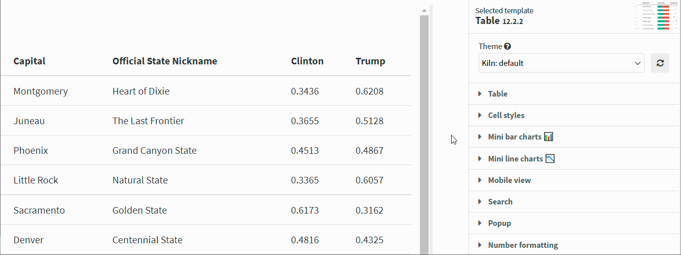 Table – an overview – Flourish